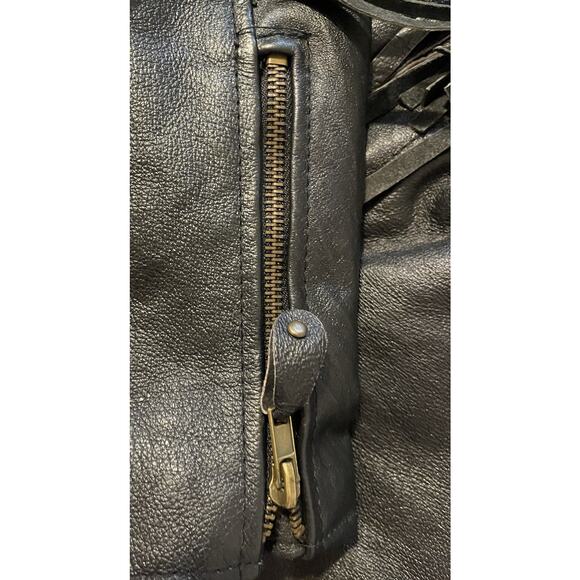 Vintage Black Leather Motorcycle Biker Jacket Women's Sz Small Fringe Western - Picture 13 of 14